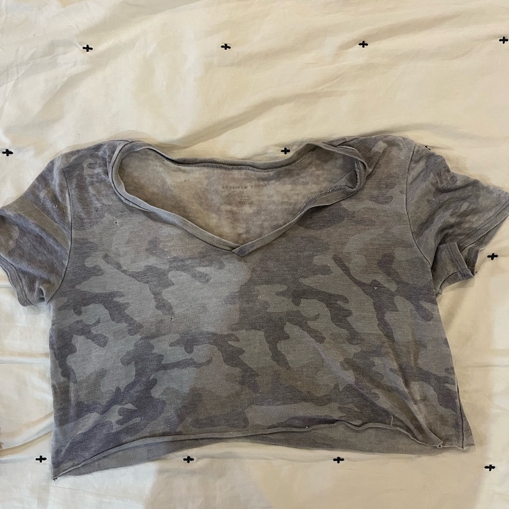 Gray/Green Camouflage Women's Crop Top